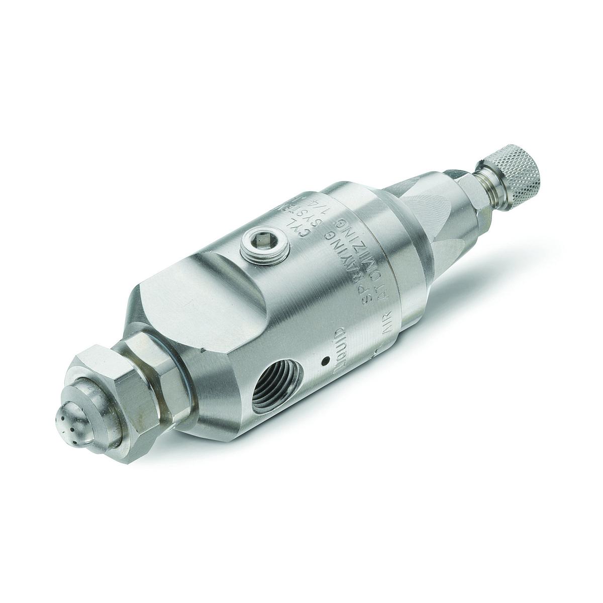 Automatic AirActuated Air Atomizing Nozzle, NickelPlated Brass, 6083