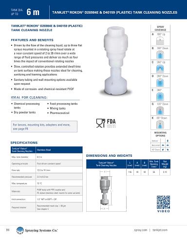 Catalog 75TJ EU Tank Cleaning TankJet Rokon D26984 D40159 (Plastic Version)