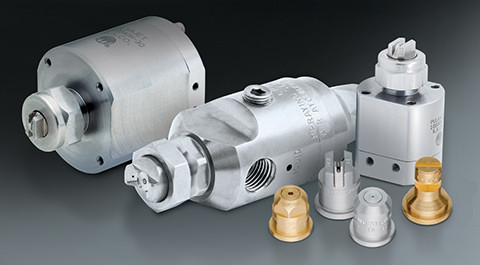Automatic Air-Actuated Air Atomizing Nozzle, Nickel-Plated Brass
