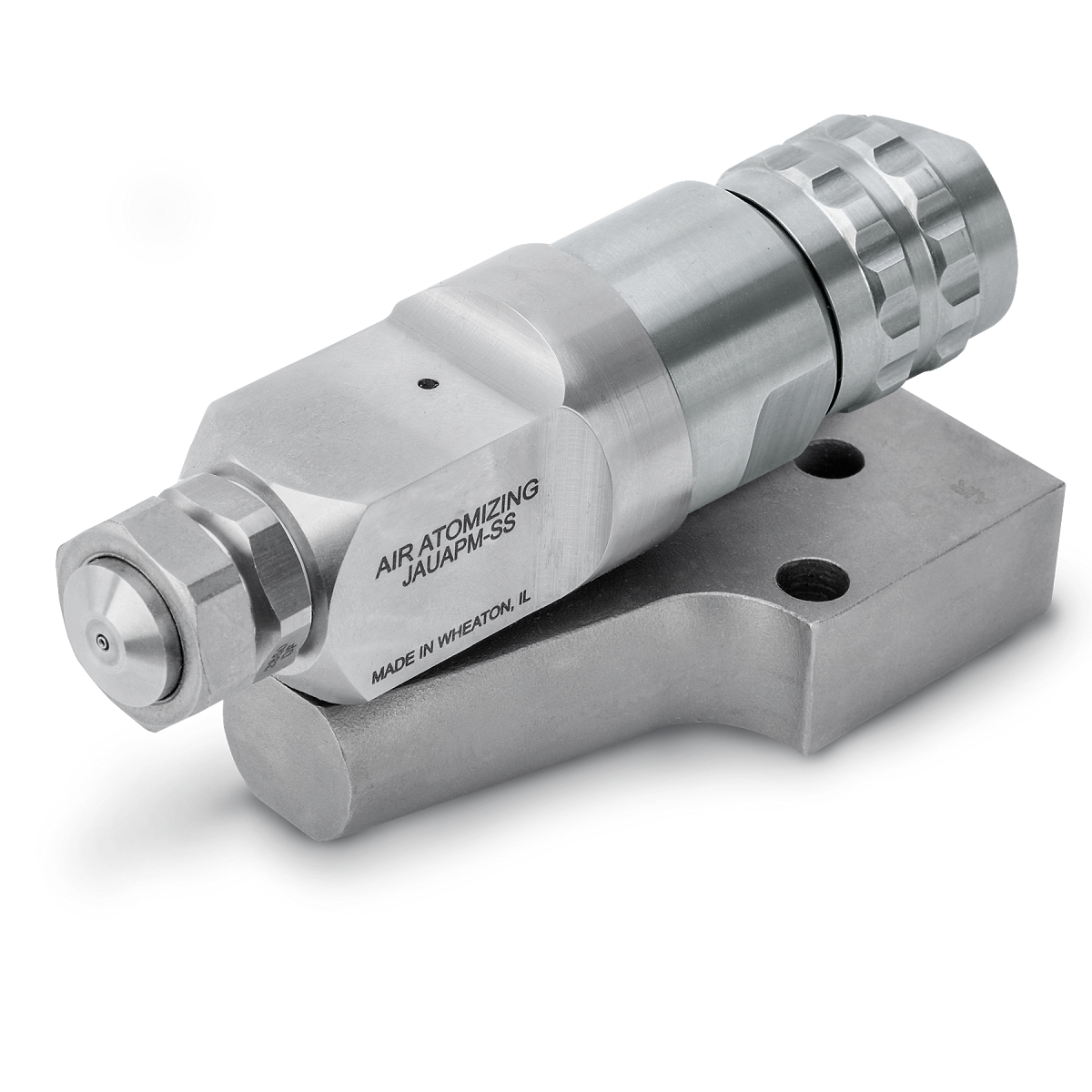 AirActuated Air Atomizing Nozzle with Metering End Cap, Plate Mounted