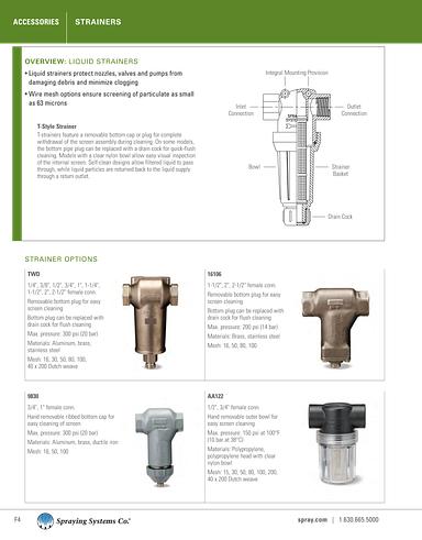 Catalog75 Hydraulic Nozzles Metric Units Strainers