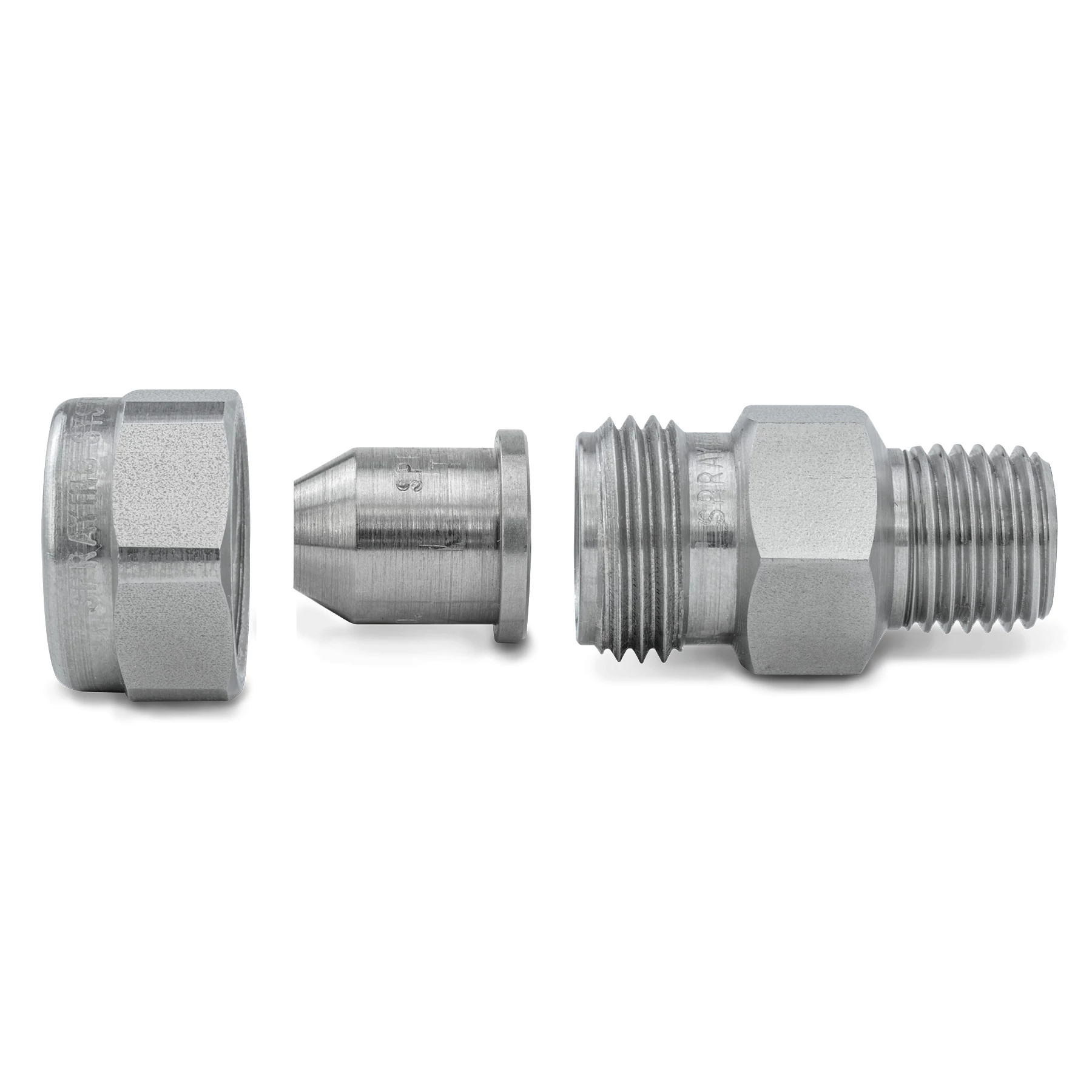 Full Cone, UniJet® Nozzle, 303 Stainless Steel, 1/4TT-SS+TG-SS0.3